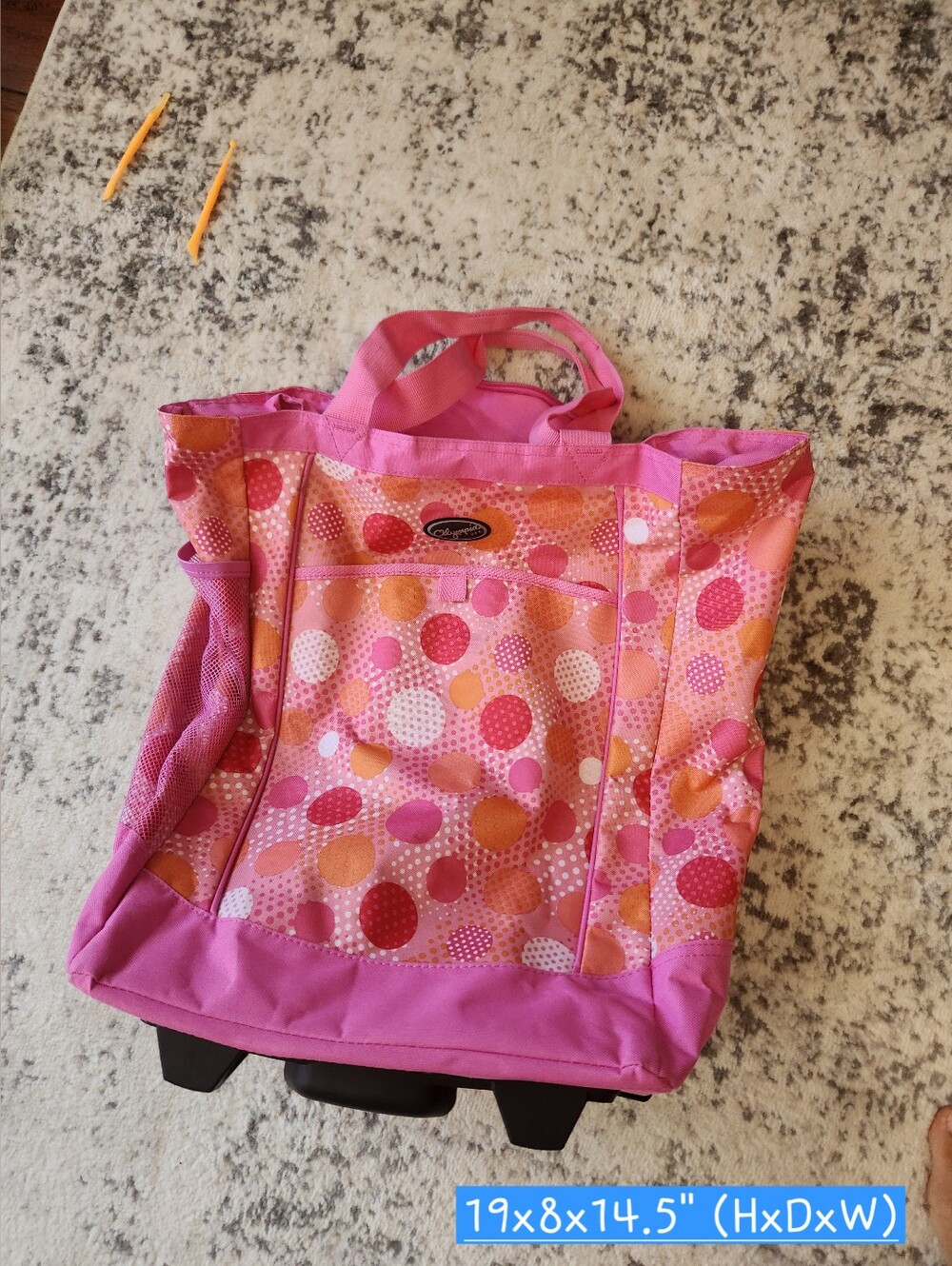 Pink Polka Dot Rolling Carry On
